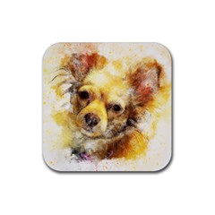 Dog Animal Art Abstract Watercolor Rubber Coaster (square)  by Celenk