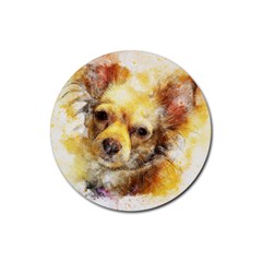 Dog Animal Art Abstract Watercolor Rubber Coaster (round)  by Celenk