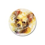 Dog Animal Art Abstract Watercolor Magnet 3  (Round) Front