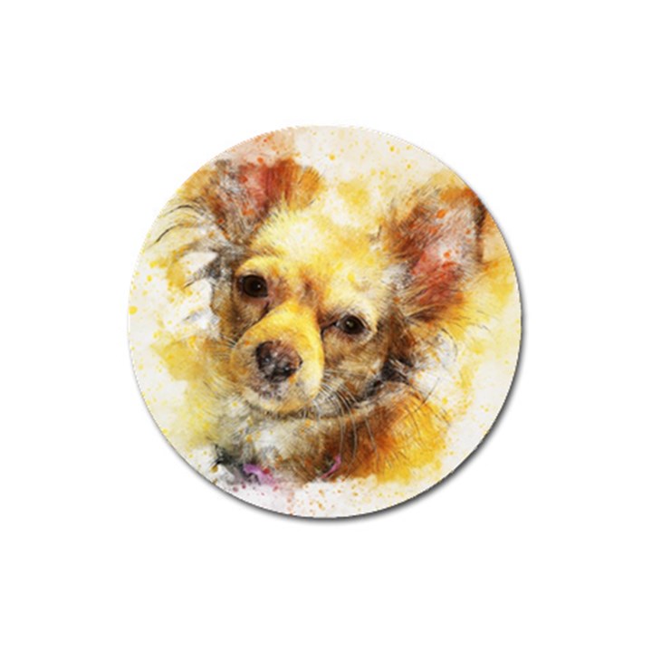 Dog Animal Art Abstract Watercolor Magnet 3  (Round)