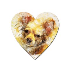 Dog Animal Art Abstract Watercolor Heart Magnet by Celenk