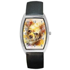 Dog Animal Art Abstract Watercolor Barrel Style Metal Watch by Celenk