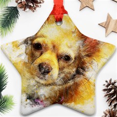 Dog Animal Art Abstract Watercolor Star Ornament (two Sides) by Celenk