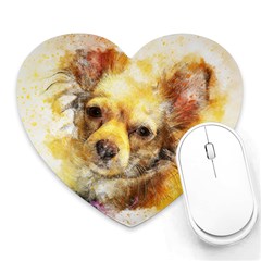 Dog Animal Art Abstract Watercolor Heart Mousepads by Celenk