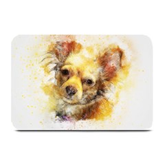 Dog Animal Art Abstract Watercolor Plate Mats by Celenk