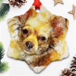 Dog Animal Art Abstract Watercolor Snowflake Ornament (Two Sides) Back