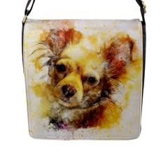 Dog Animal Art Abstract Watercolor Flap Messenger Bag (l) 