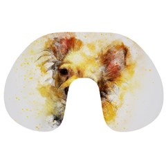 Dog Animal Art Abstract Watercolor Travel Neck Pillows by Celenk