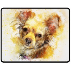 Dog Animal Art Abstract Watercolor Double Sided Fleece Blanket (medium)  by Celenk