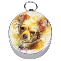 Dog Animal Art Abstract Watercolor Silver Compasses by Celenk