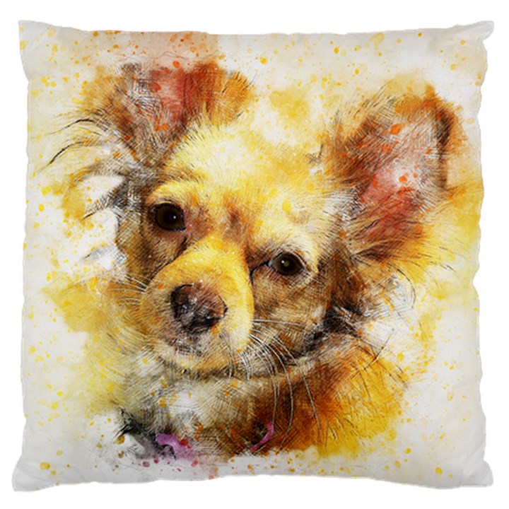 Dog Animal Art Abstract Watercolor Standard Flano Cushion Case (Two Sides)