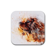 Dog Animal Pet Art Abstract Rubber Coaster (square)  by Celenk