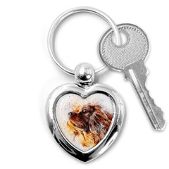 Dog Animal Pet Art Abstract Key Chains (heart)  by Celenk