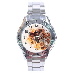 Dog Animal Pet Art Abstract Stainless Steel Analogue Watch by Celenk