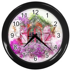 Window Flowers Nature Art Abstract Wall Clocks (black) by Celenk