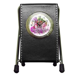 Window Flowers Nature Art Abstract Pen Holder Desk Clocks by Celenk