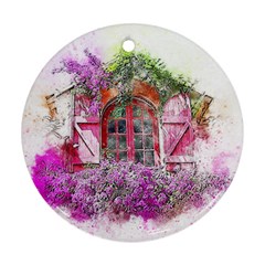 Window Flowers Nature Art Abstract Round Ornament (two Sides) by Celenk