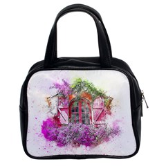 Window Flowers Nature Art Abstract Classic Handbags (2 Sides) by Celenk