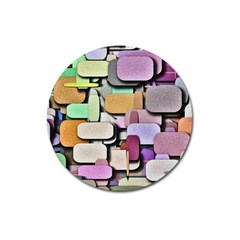 Background Painted Squares Art Magnet 3  (round) by Celenk