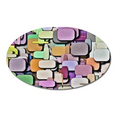 Background Painted Squares Art Oval Magnet by Celenk