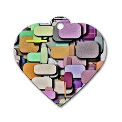 Background Painted Squares Art Dog Tag Heart (one Side)