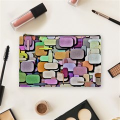 Background Painted Squares Art Cosmetic Bag (medium)  by Celenk