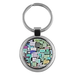 Background Painted Squares Art Key Chains (round)  by Celenk