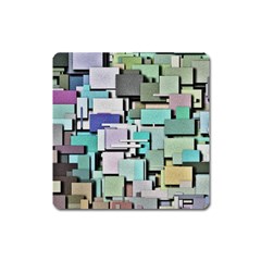 Background Painted Squares Art Square Magnet by Celenk