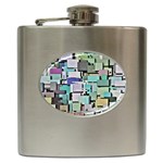 Background Painted Squares Art Hip Flask (6 oz) Front