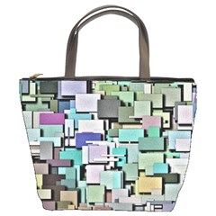 Background Painted Squares Art Bucket Bags by Celenk