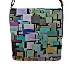 Background Painted Squares Art Flap Messenger Bag (l) 