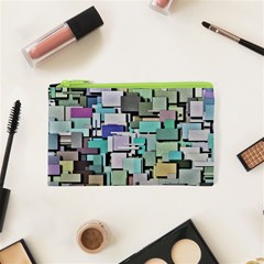 Background Painted Squares Art Cosmetic Bag (xs) by Celenk