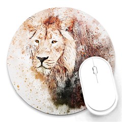 Lion Animal Art Abstract Round Mousepads by Celenk