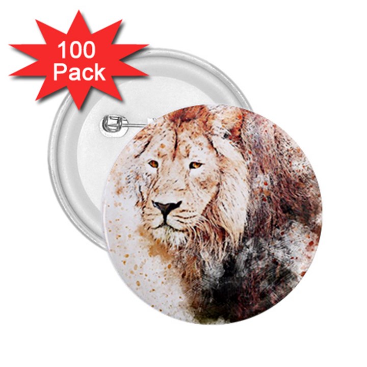 Lion Animal Art Abstract 2.25  Buttons (100 pack) 