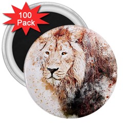 Lion Animal Art Abstract 3  Magnets (100 Pack) by Celenk