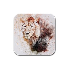 Lion Animal Art Abstract Rubber Square Coaster (4 Pack)  by Celenk