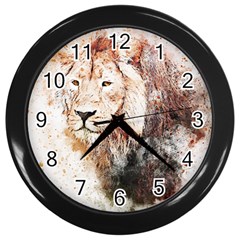 Lion Animal Art Abstract Wall Clocks (black) by Celenk