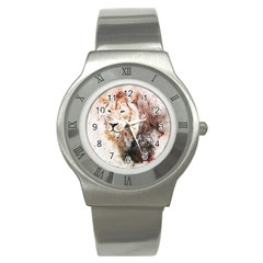 Lion Animal Art Abstract Stainless Steel Watch by Celenk