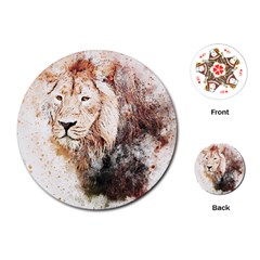 Lion Animal Art Abstract Playing Cards (round)  by Celenk