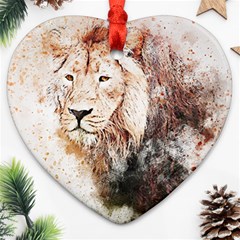 Lion Animal Art Abstract Heart Ornament (two Sides) by Celenk