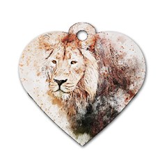 Lion Animal Art Abstract Dog Tag Heart (two Sides) by Celenk