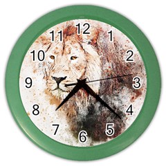 Lion Animal Art Abstract Color Wall Clocks by Celenk