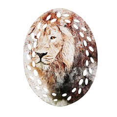 Lion Animal Art Abstract Oval Filigree Ornament (two Sides) by Celenk