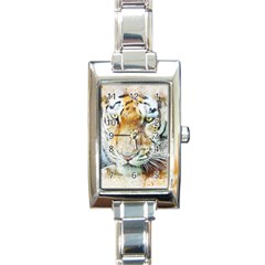 Tiger Animal Art Abstract Rectangle Italian Charm Watch by Celenk