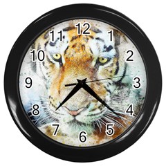 Tiger Animal Art Abstract Wall Clocks (black) by Celenk