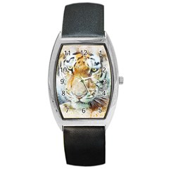 Tiger Animal Art Abstract Barrel Style Metal Watch by Celenk