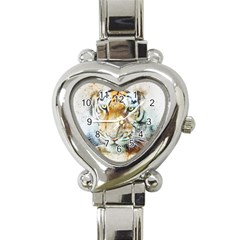 Tiger Animal Art Abstract Heart Italian Charm Watch by Celenk