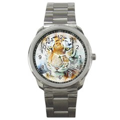 Tiger Animal Art Abstract Sport Metal Watch by Celenk