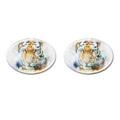 Tiger Animal Art Abstract Cufflinks (oval) by Celenk