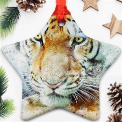 Tiger Animal Art Abstract Star Ornament (two Sides) by Celenk